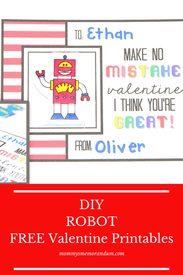 DIY ROBOT Free Printable Valentine