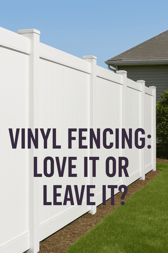 White vinyl privacy fence illustrating the pros and cons of vinyl fencing