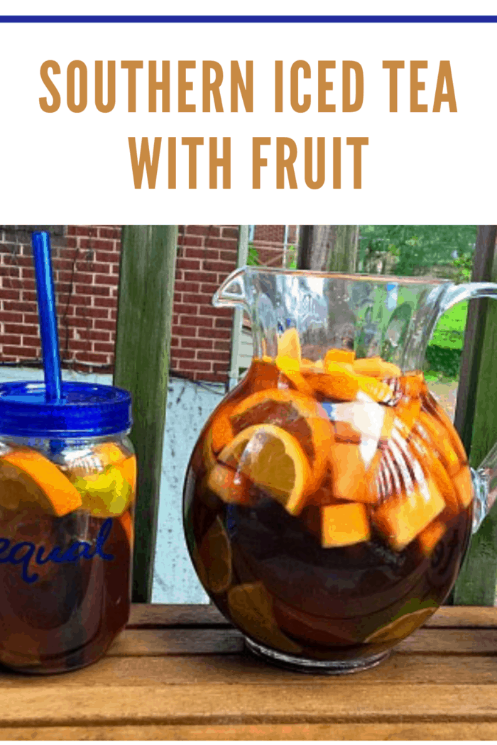 southern iced tea with fruit in pitcher