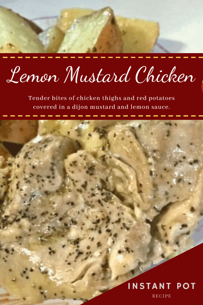It's a meal of tender bites of chicken thighs and red potatoes covered in a dijon mustard and lemon sauce.