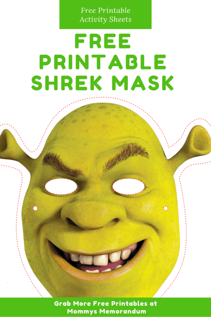 Find this free printable Shrek Mask and more character masks in the Shrek Party Kit