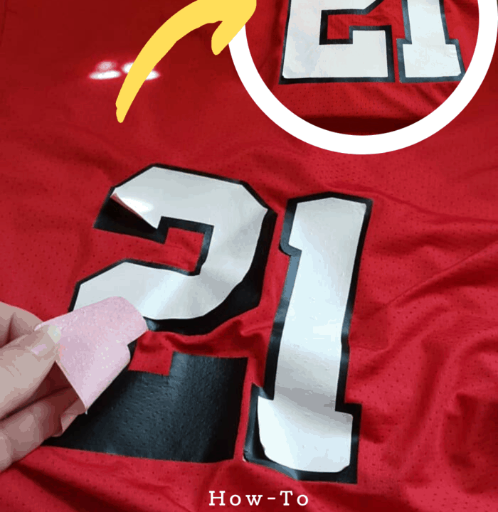 before and after of how to repair peeling numbers on a jersey
