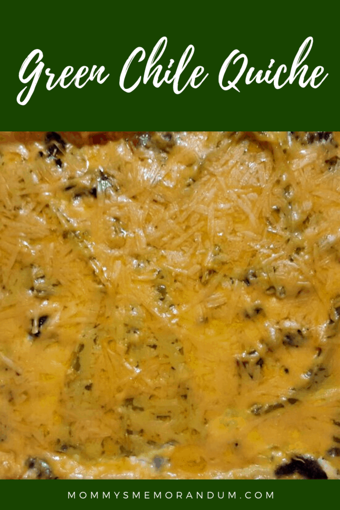 Green chile quiche with turkey sausage and cheese, served hot and ready for a flavorful breakfast.