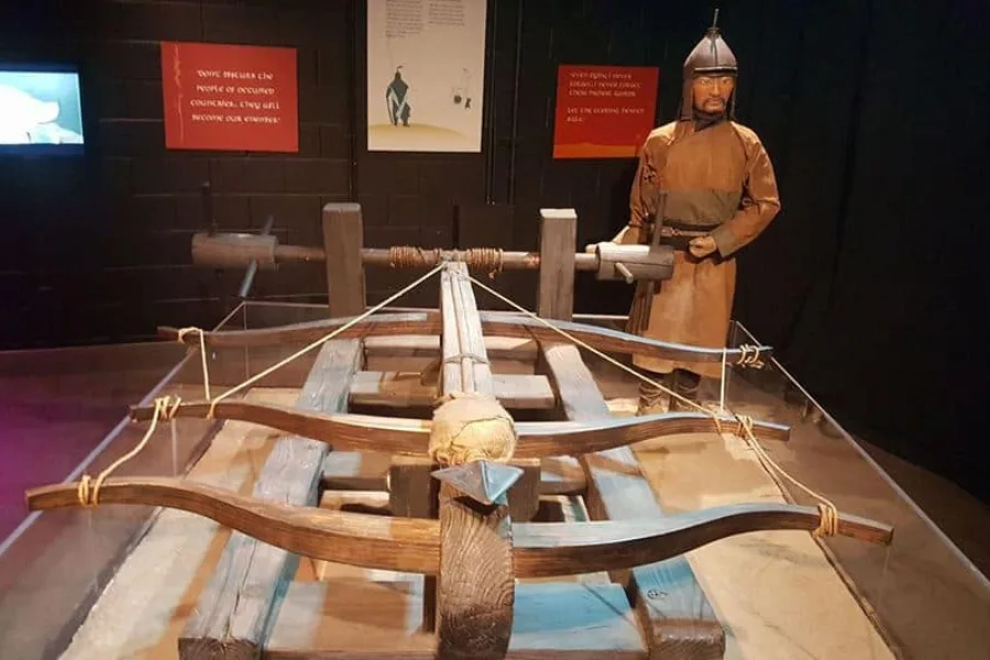 Giant siege crossbow, an ancient Mongol weapon used in warfare to breach city walls and fortifications