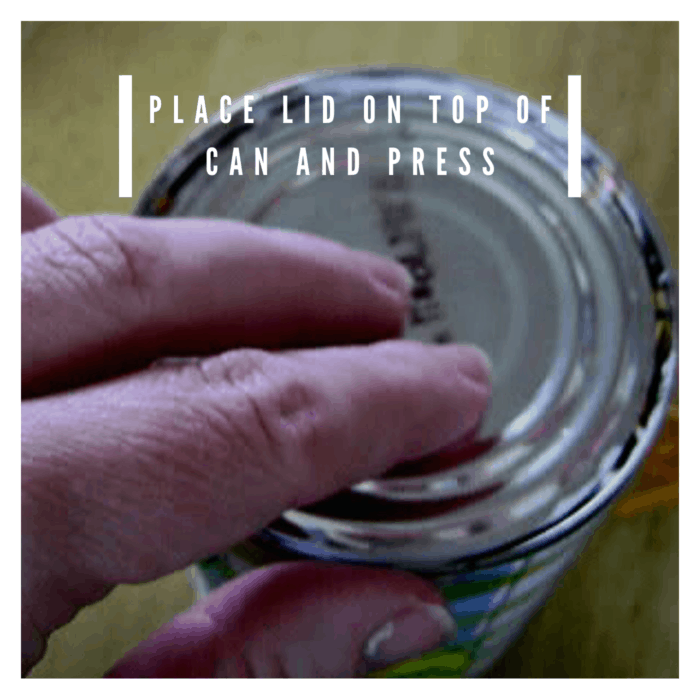  Place lid on top of can and press--you may want to put a heavy object on top to secure until completely dry.