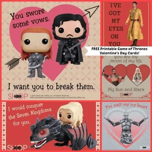 Free Printable Game of Thrones Valentine's Day Cards collage #GoTVDay