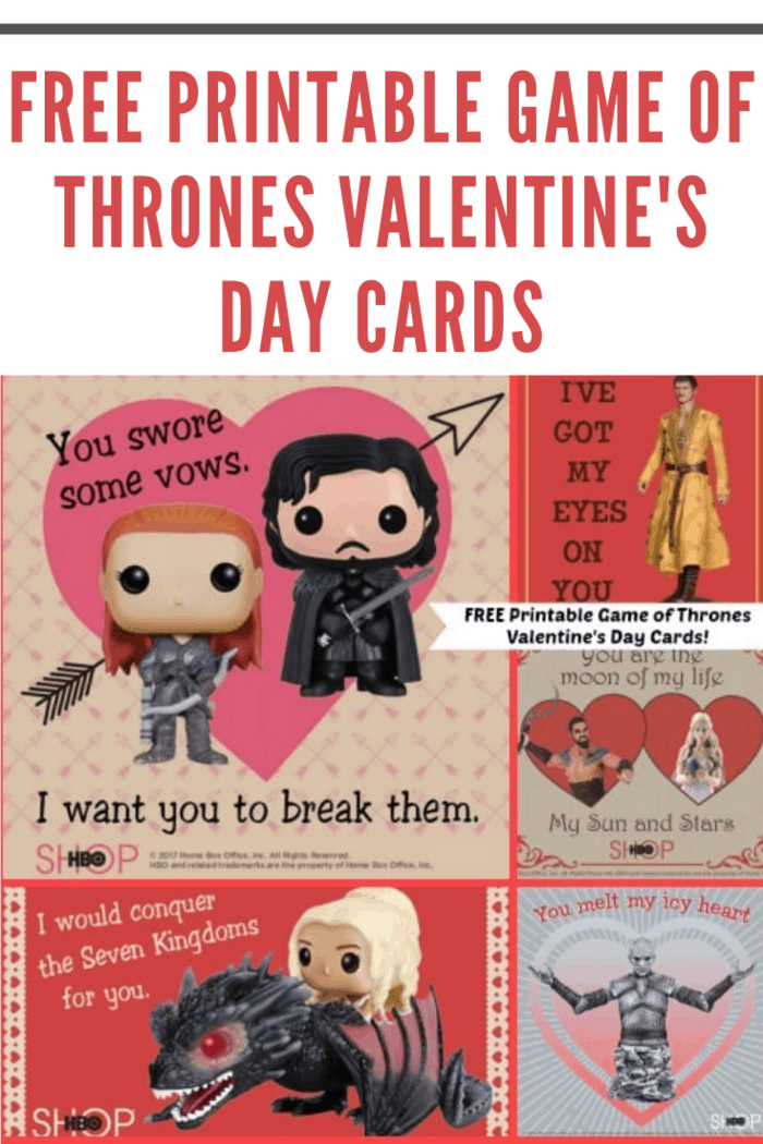 Free Printable Game of Thrones Valentine's Day Cards #GoTVDay