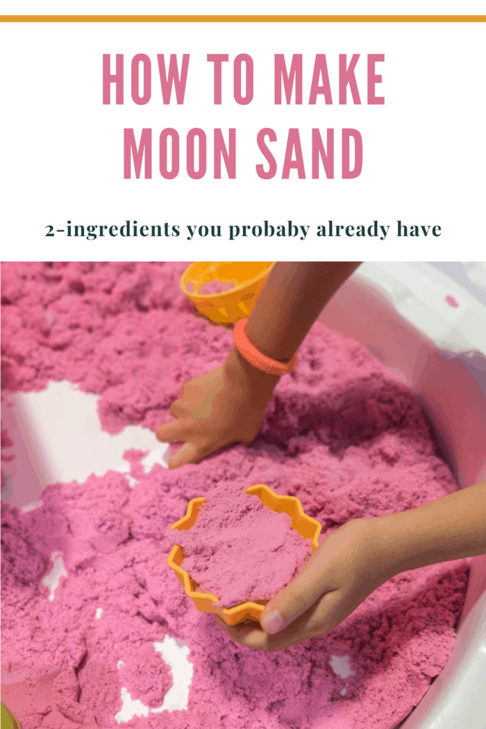 Beat Boredom with this 2 ingredient Kinetic Sand. Creativity is necessary for children's imagination and this 2-Ingredient Moon Sand recipe is endless fun!