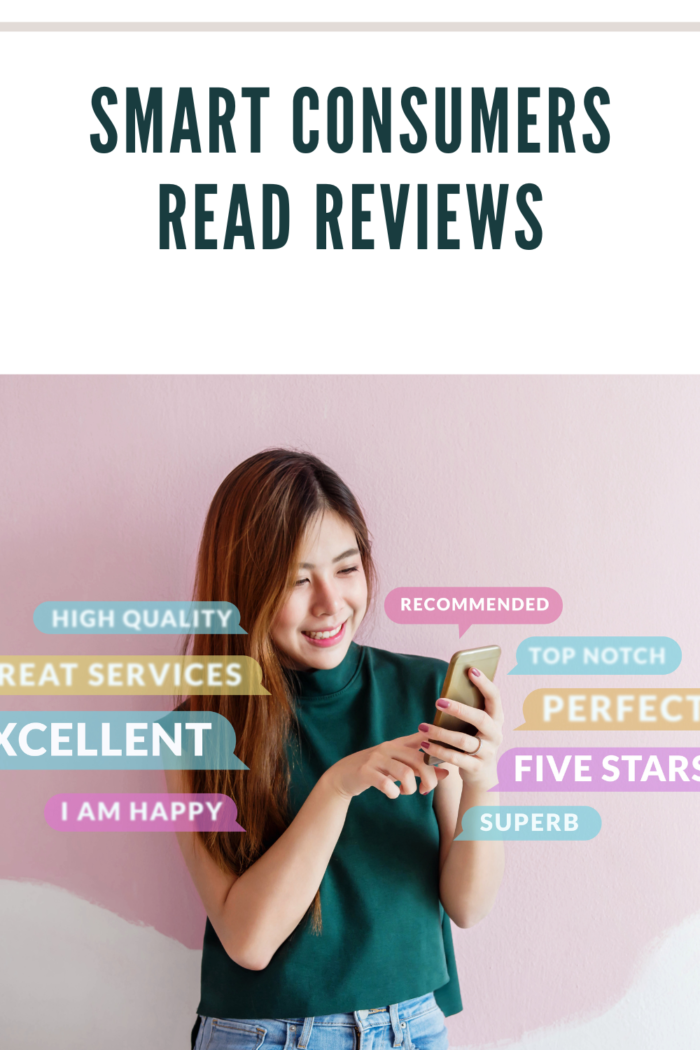 woman reading online reviews