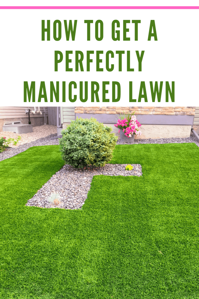 perfectly manicured lawn with gravel borders