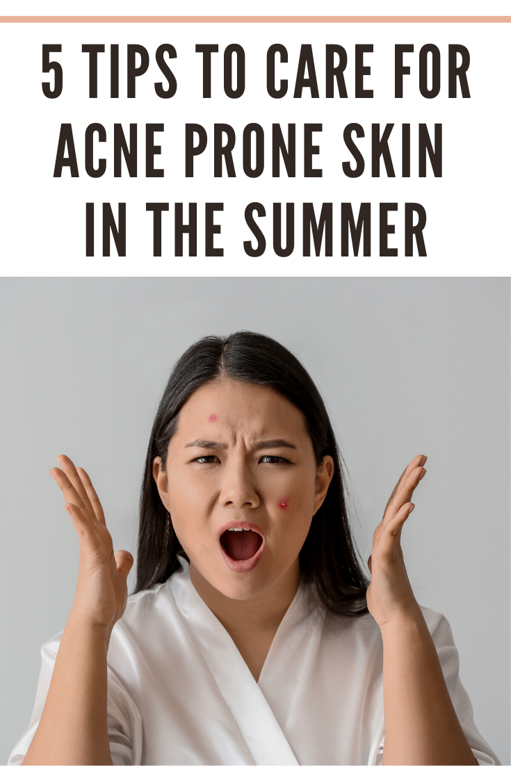 Portrait of Stressed Asian Woman with Acne Problem on White Background
