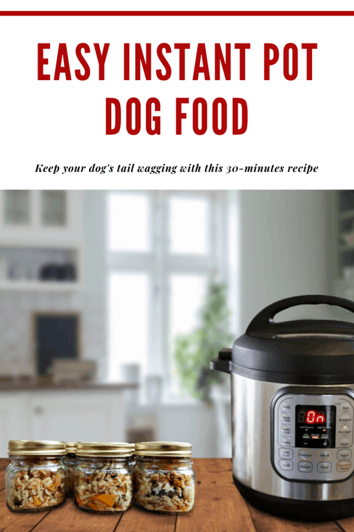 instant dog food on the counter in pressure cooker jars