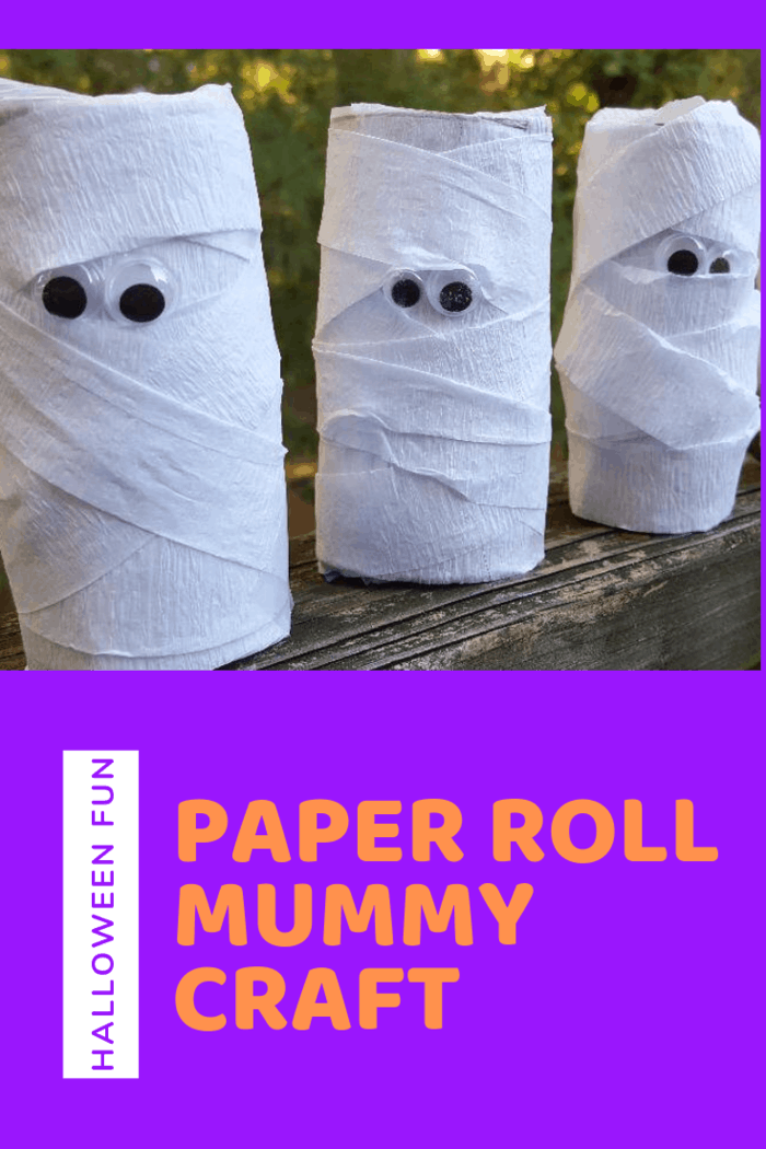 This Halloween Craft will show you how to make a Paper Roll Mummy. The best part, they hide a surprise inside! #halloweencraftsforkids #halloweendecorations #halloweencrafts #paperrollmummy