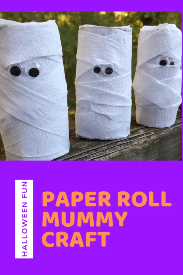 Halloween toilet paper roll mummy craft tutorial using Welch's Fruit Snacks, ideal for party favors and decorations