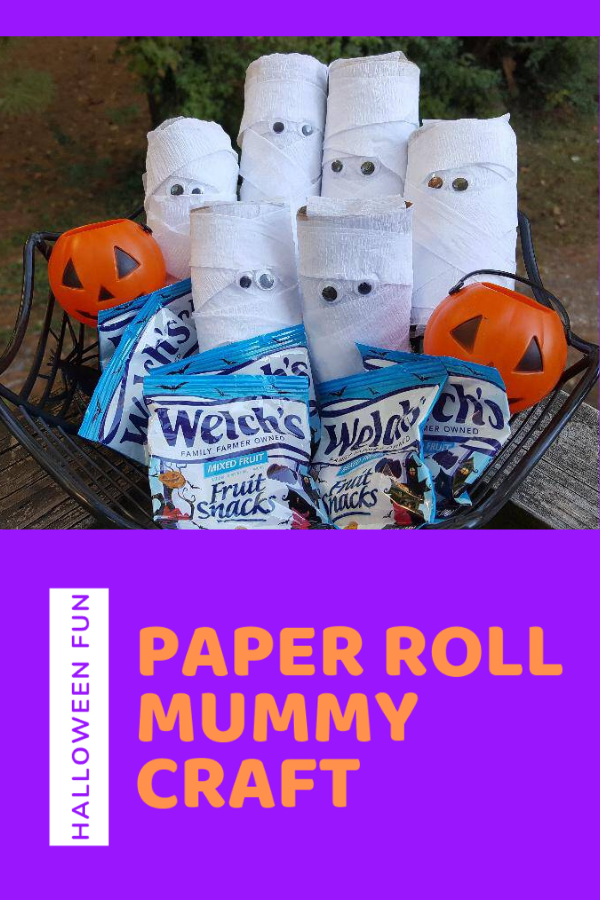 DIY Paper Roll Mummy Halloween craft with Welch’s Fruit Snacks – perfect for festive fun