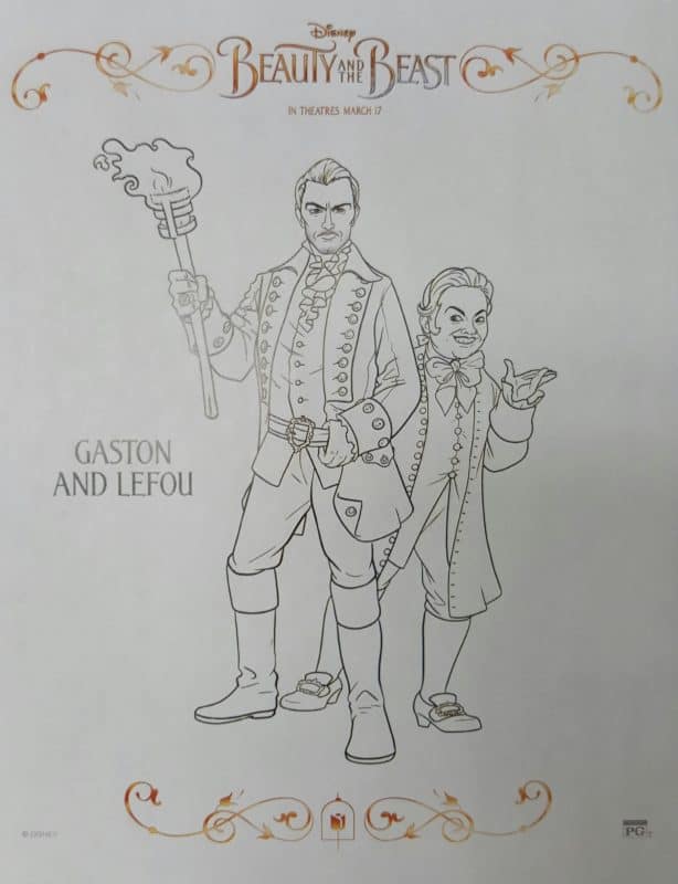 beauty and the beast coloring sheets gaston and lafou