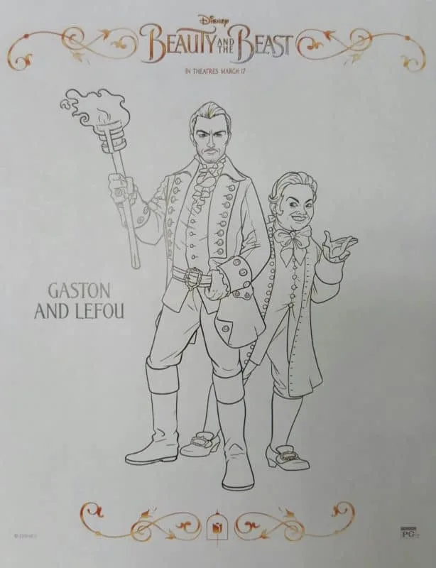 beauty and the beast coloring sheets gaston and lafou