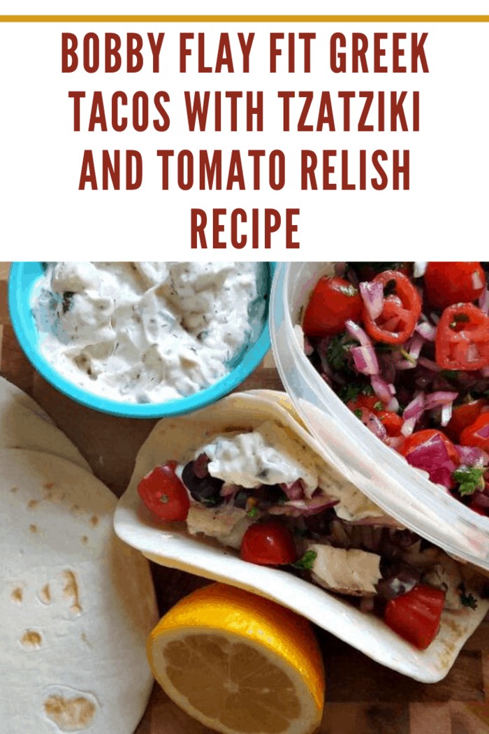 Bobby Flay Fit Greek Tacos with Tzatziki and Tomato Relish Recipe