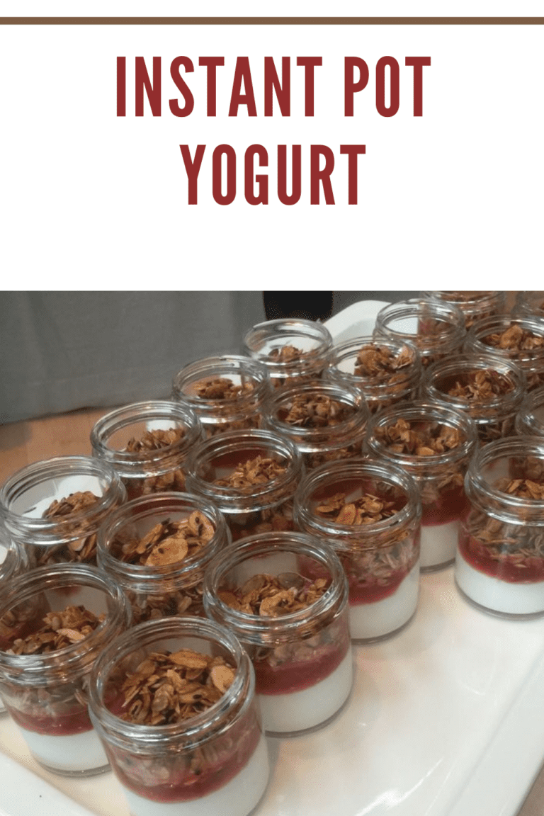 Instant pot yogurt in mason jars topped with compote and granola