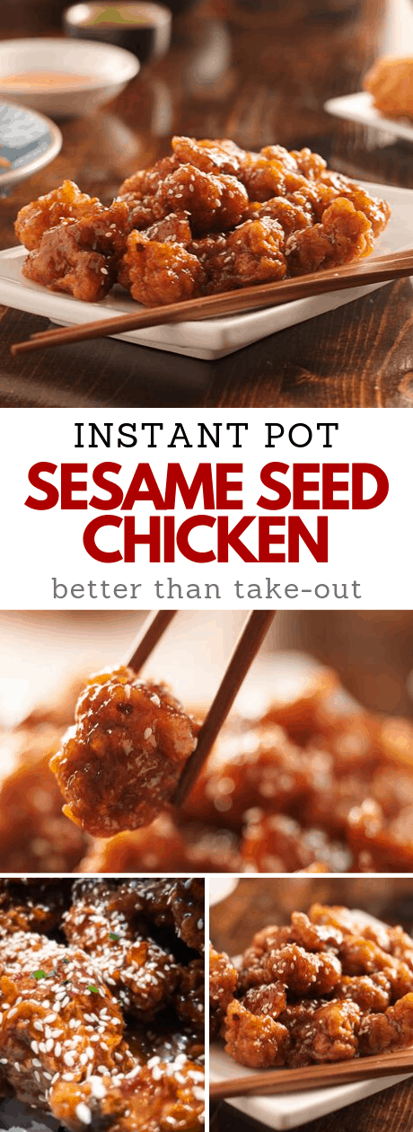 This Instant Pot Sesame Chicken recipe is quick and easy and better than take-out. Sweet sticky sauce with a hint of kick enveloping tender chicken pieces. #instantpotsesameseedchicken #instantpotsesamechicken #instapotsesamechicken #instantpotchicken #sesameseedchicken #sesamechicken