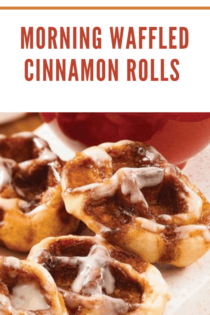 waffled cinnamon rolls drizzled with icing ready to eat