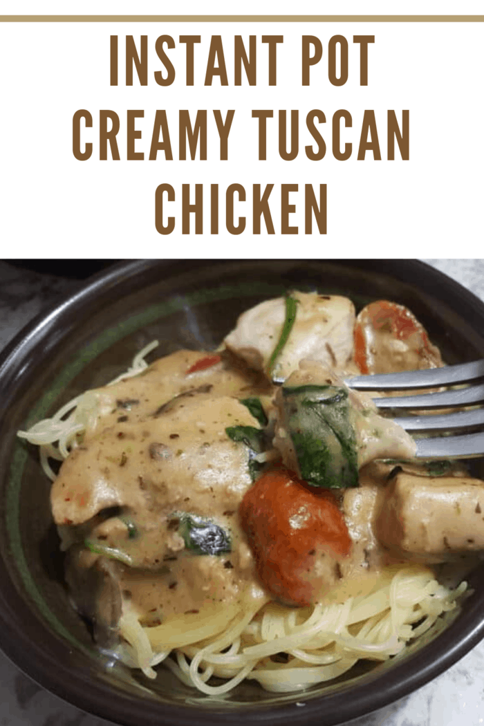 pressure cooker tuscan chicken over pasta