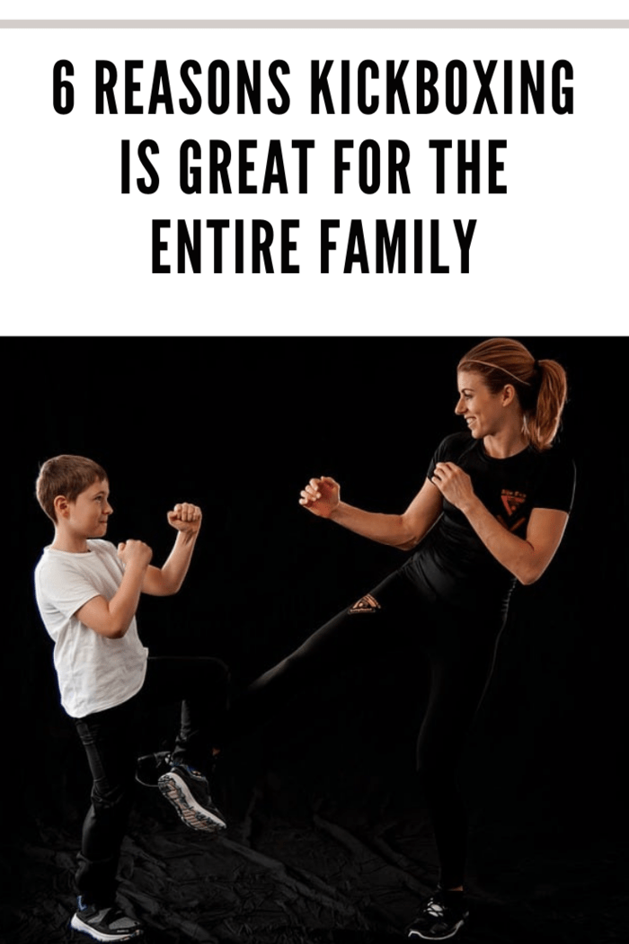 mother and son practicing kickboxing