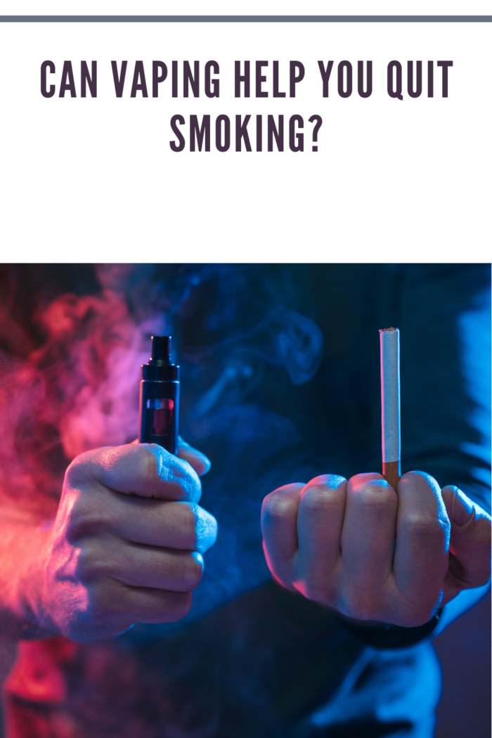 Man Holding Cigarette and Vape on Colorful Studio Background
