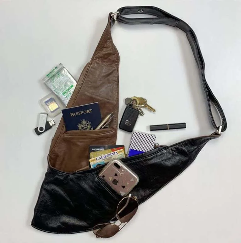 reversible black/brown with all the things women carry in their purse