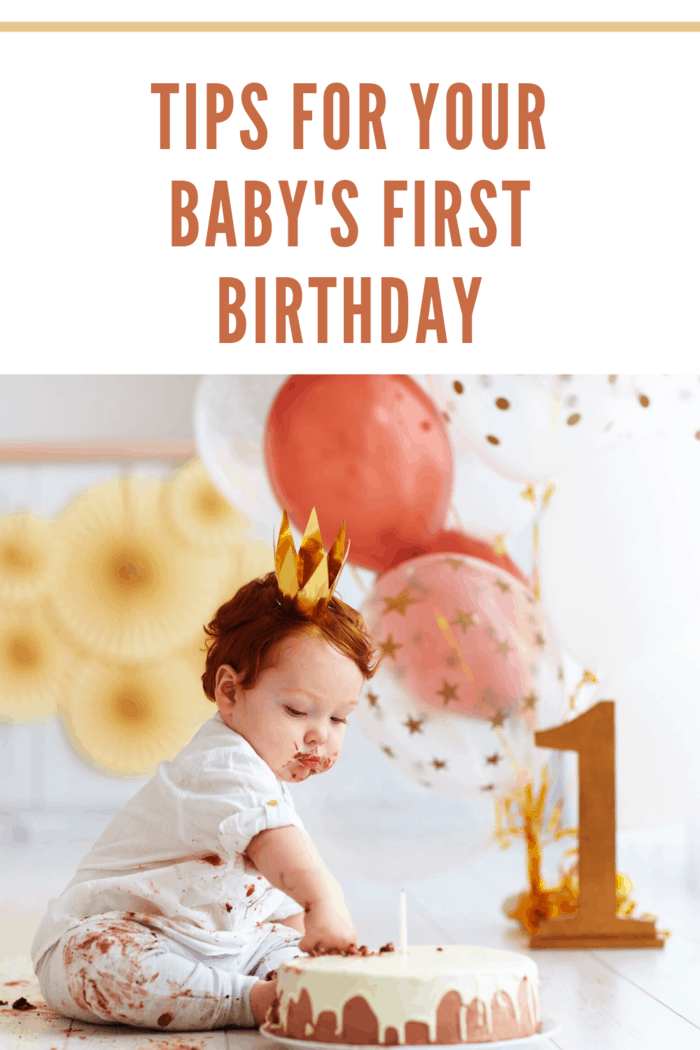 gold and rose gold themed fist birhtday with baby crawling away after cake smash