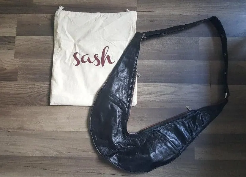 Black Leather Sash Bag