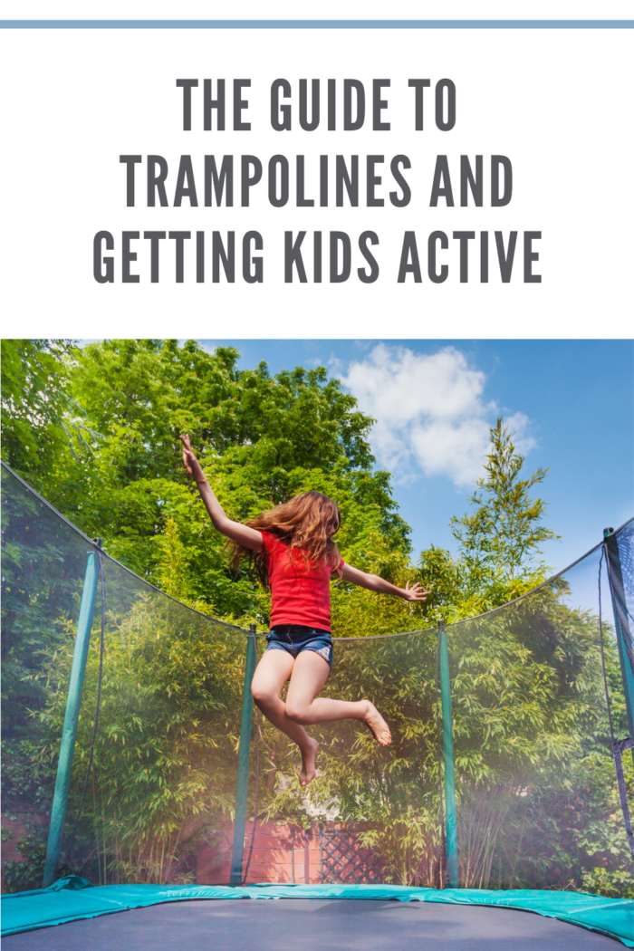 Active Girl Jumping on Trampoline Outdoors