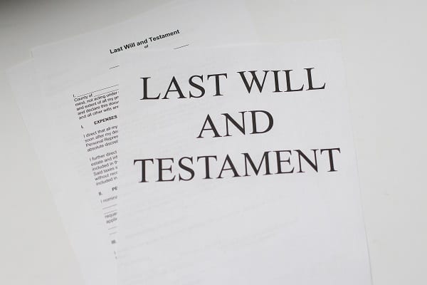 last will and testament flat lay over head view