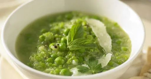 pea mint spring onion soup