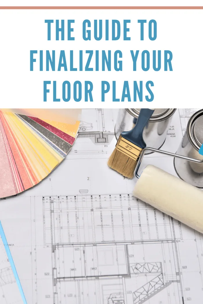 floor plans with paint swatches, paint brush and roller on table
