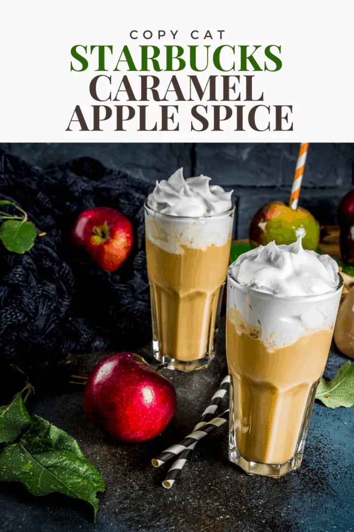 For fans of apple juice and cider, the Starbucks caramel apple spice is unmatched. You can turn this easy recipe into a frappuccino by adding 2 cups of milk and 2 cups of ice. Blend and enjoy on a hot summer day.