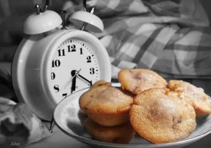 little bites next to alarm clock