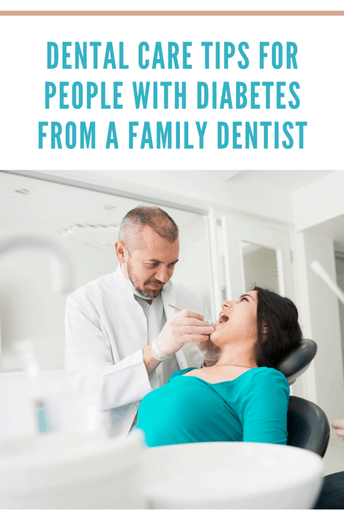person with diabetes getting tips from family dentist