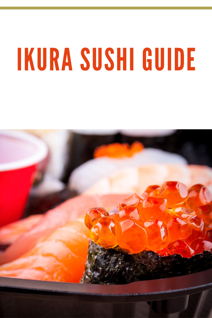 Salmon caviar ikura sushi with selective focus