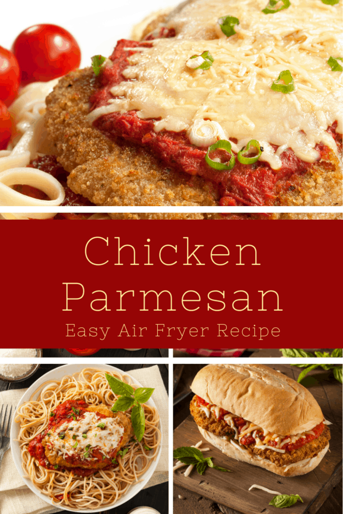 Need dinner inspiration? This Air Fryer Chicken Parmesan Recipe is quick and easy. It is one of my families favorites! #airfryerchickenparmesan #chickenparmesan #airfryer #airfryerchicken