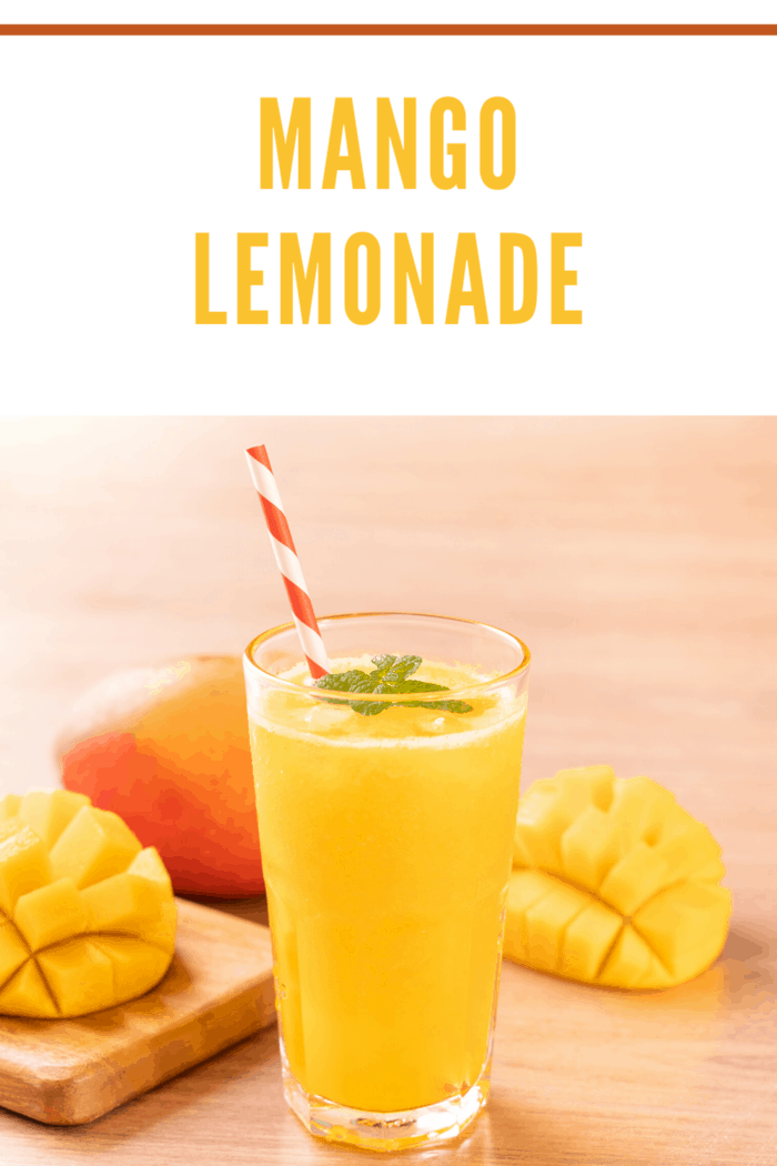 A glass of mango lemonade with vibrant color, perfect for a refreshing summer drink