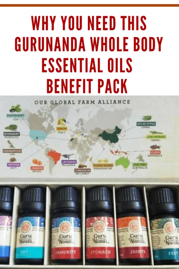 GuruNanda Whole Body Essential Oils Benefit Pack with six therapeutic oils for immunity, relaxation, and overall well-being.