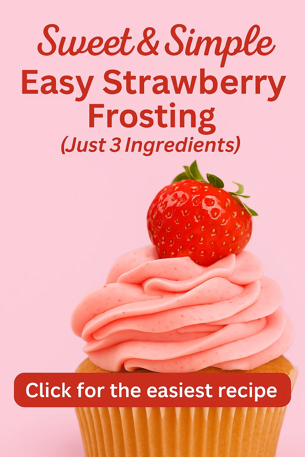 Close-up of pink strawberry frosting swirled on a chocolate cupcake