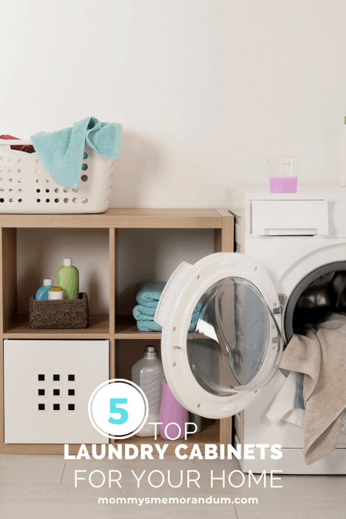 This laundry cabinets idea is a great way to fix the problem with small space.