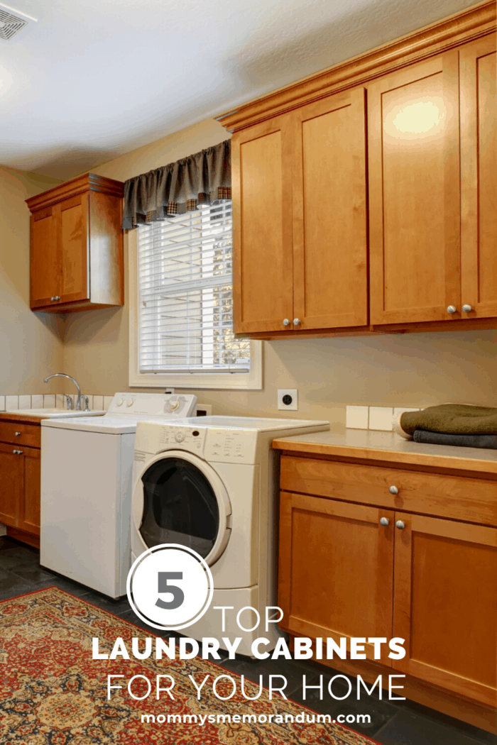 washer and dryer with cabinets hanging from ceiling