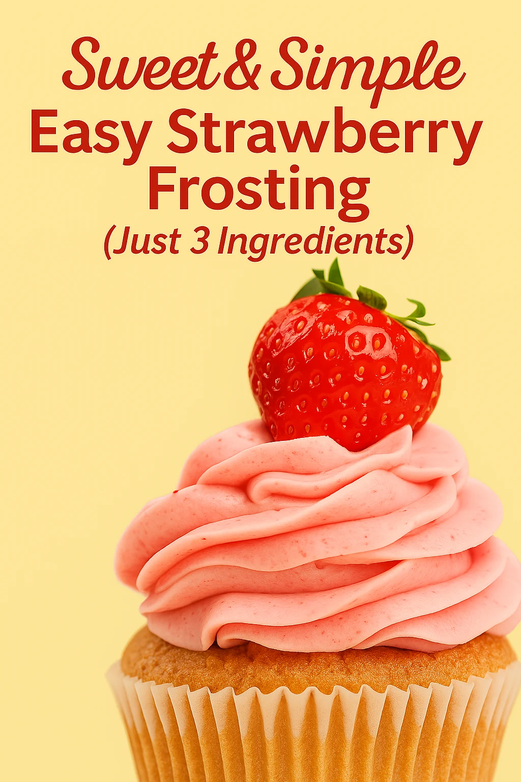 Light pink strawberry frosting piped onto cupcakes