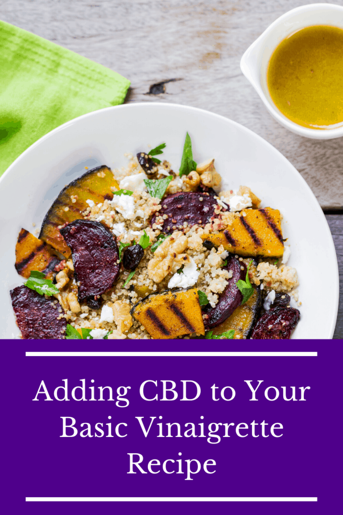 A common way to add CBD is with a vinaigrette. Follow an existing recipe to make your vinaigrette. Once everything’s combined, turn on the food processor and add your CBD oil slowly, drizzling it in just like the oil in the vinaigrette.