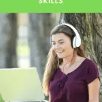 girl studying with headphones