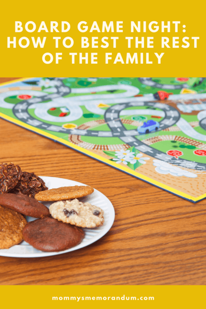 chutes and ladders board game night with cookies for snacks