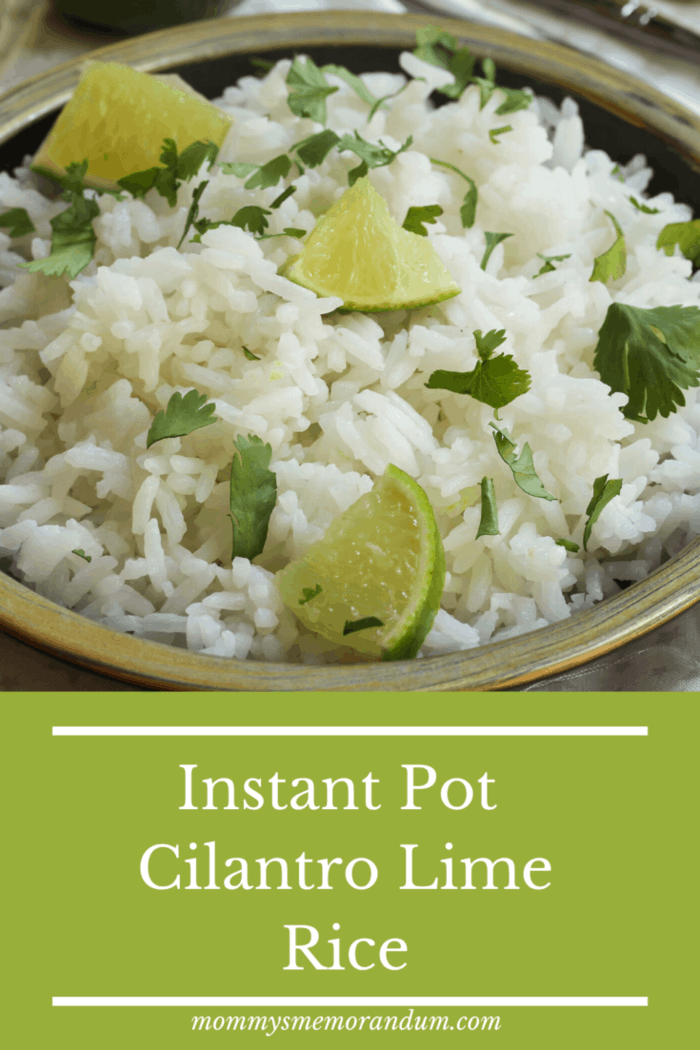 cilantro and lime rice with lime wedges and cilantro garnish